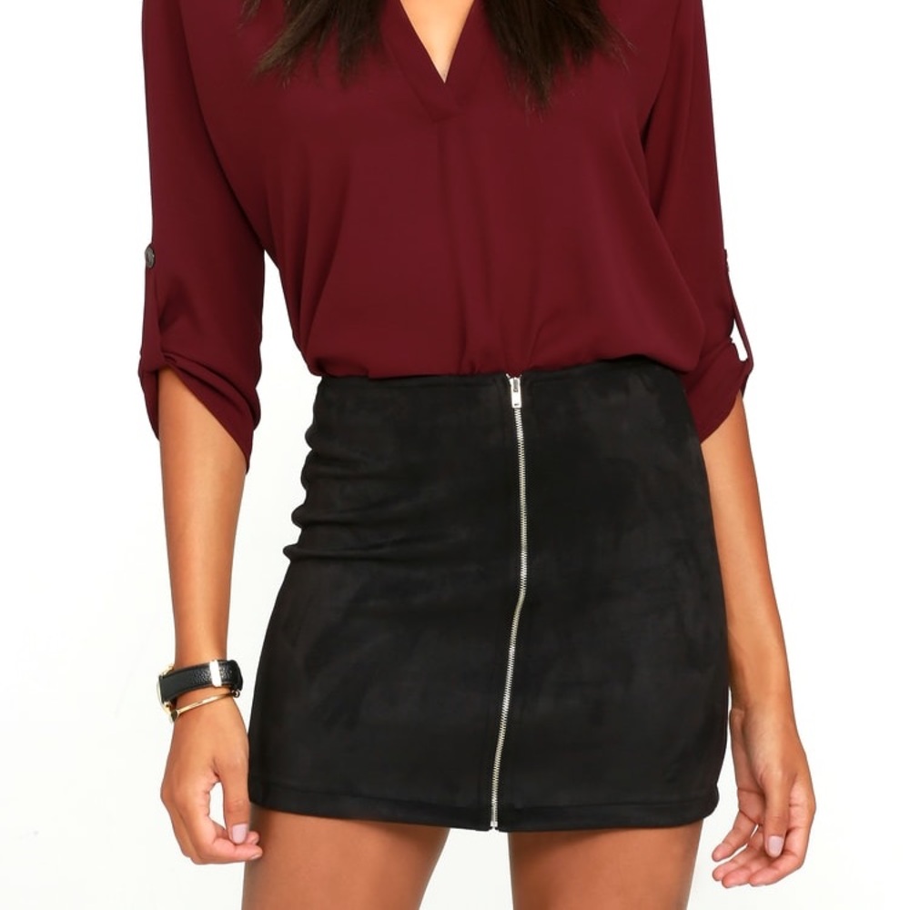 Lulu’s Haute Babe Black Vegan Suede Mini Skirt